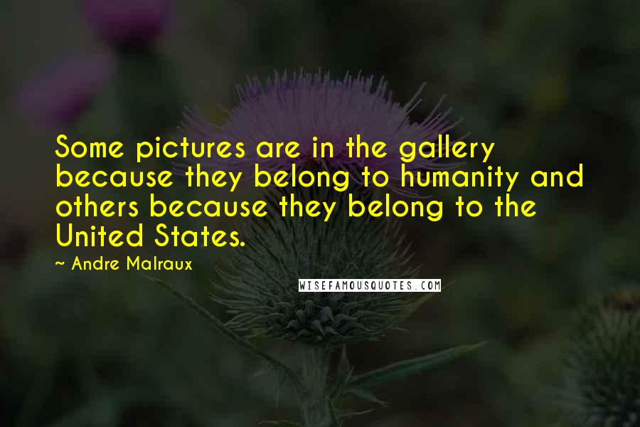 Andre Malraux Quotes: Some pictures are in the gallery because they belong to humanity and others because they belong to the United States.