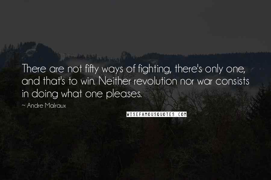 Andre Malraux Quotes: There are not fifty ways of fighting, there's only one, and that's to win. Neither revolution nor war consists in doing what one pleases.