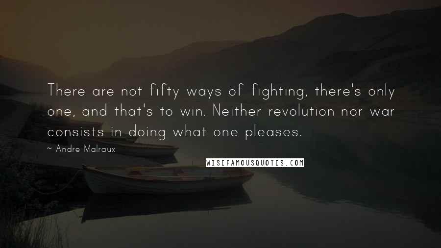 Andre Malraux Quotes: There are not fifty ways of fighting, there's only one, and that's to win. Neither revolution nor war consists in doing what one pleases.