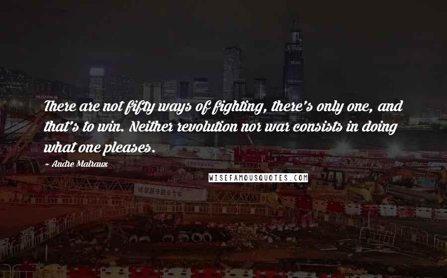 Andre Malraux Quotes: There are not fifty ways of fighting, there's only one, and that's to win. Neither revolution nor war consists in doing what one pleases.