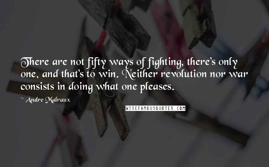 Andre Malraux Quotes: There are not fifty ways of fighting, there's only one, and that's to win. Neither revolution nor war consists in doing what one pleases.