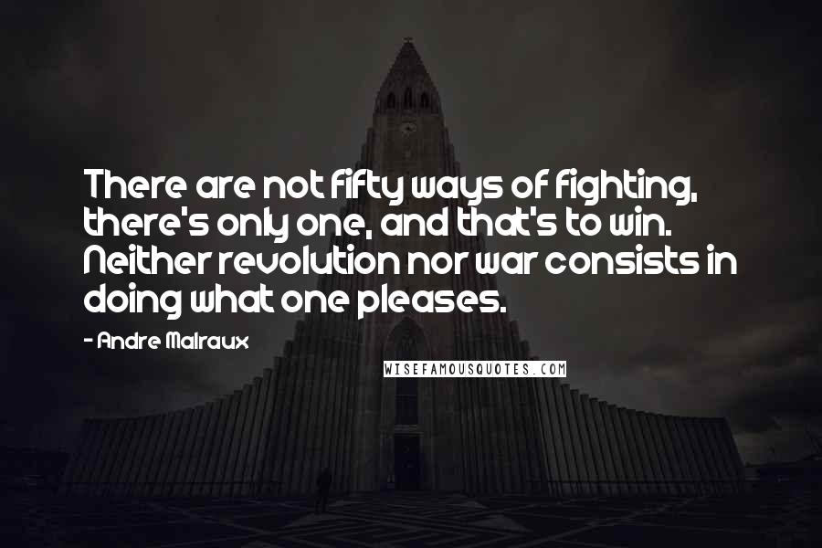 Andre Malraux Quotes: There are not fifty ways of fighting, there's only one, and that's to win. Neither revolution nor war consists in doing what one pleases.