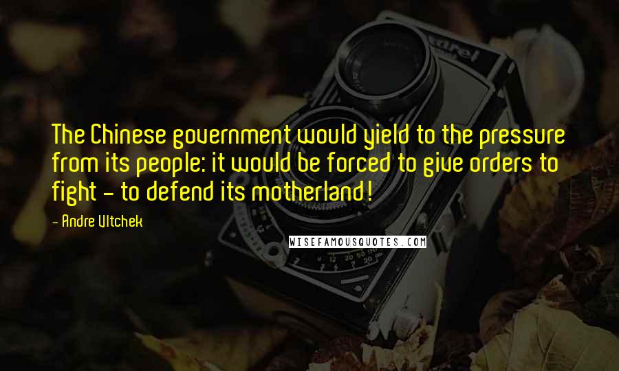 Andre Vltchek Quotes: The Chinese government would yield to the pressure from its people: it would be forced to give orders to fight - to defend its motherland!