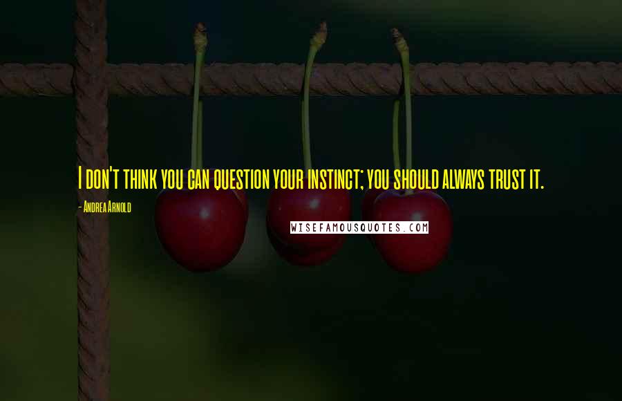Andrea Arnold Quotes: I don't think you can question your instinct; you should always trust it.
