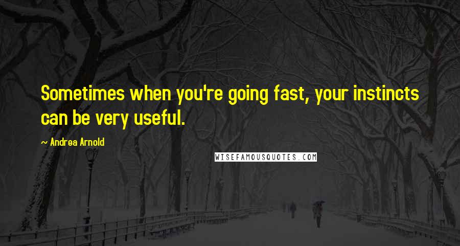 Andrea Arnold Quotes: Sometimes when you're going fast, your instincts can be very useful.