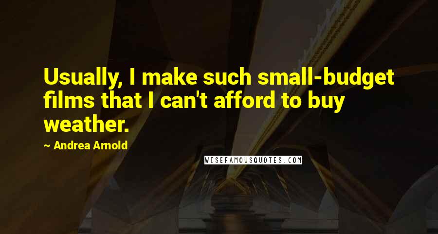 Andrea Arnold Quotes: Usually, I make such small-budget films that I can't afford to buy weather.