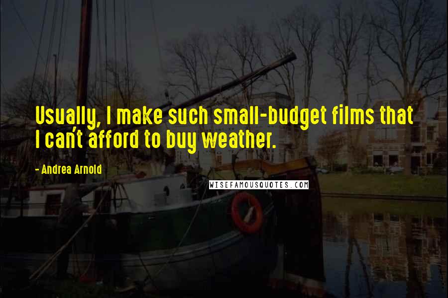 Andrea Arnold Quotes: Usually, I make such small-budget films that I can't afford to buy weather.