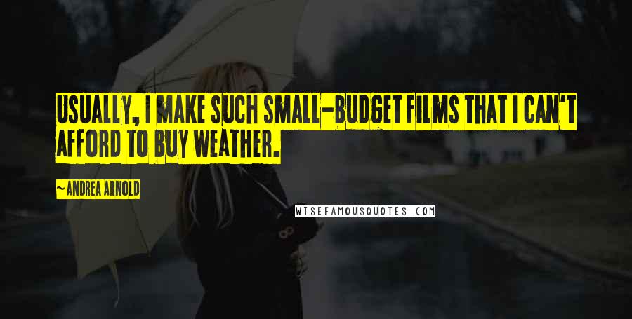 Andrea Arnold Quotes: Usually, I make such small-budget films that I can't afford to buy weather.