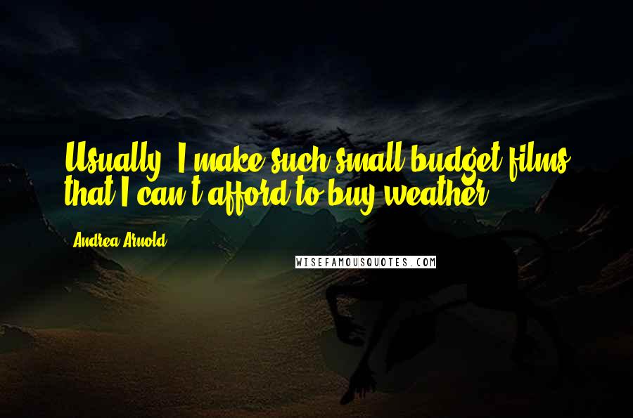 Andrea Arnold Quotes: Usually, I make such small-budget films that I can't afford to buy weather.