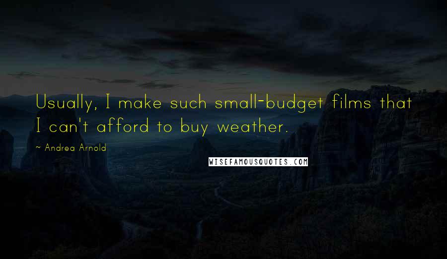 Andrea Arnold Quotes: Usually, I make such small-budget films that I can't afford to buy weather.