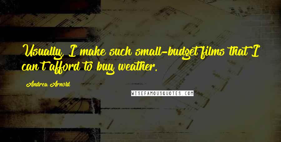 Andrea Arnold Quotes: Usually, I make such small-budget films that I can't afford to buy weather.