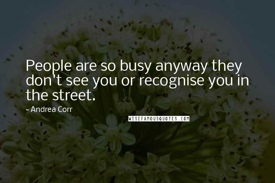 Andrea Corr Quotes: People are so busy anyway they don't see you or recognise you in the street.