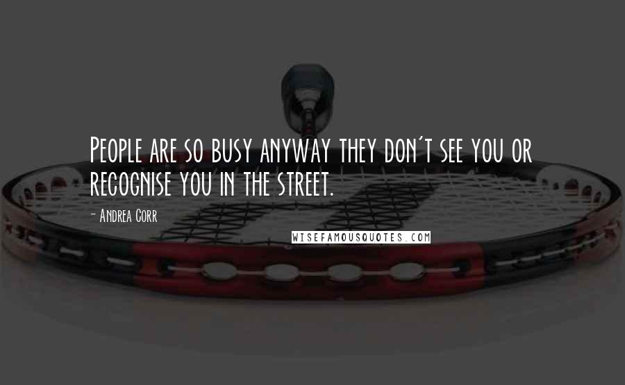 Andrea Corr Quotes: People are so busy anyway they don't see you or recognise you in the street.