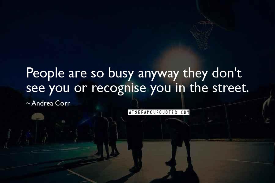 Andrea Corr Quotes: People are so busy anyway they don't see you or recognise you in the street.