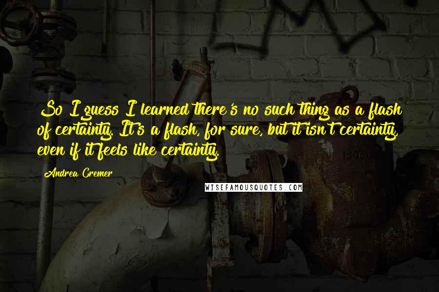 Andrea Cremer Quotes: So I guess I learned there's no such thing as a flash of certainty. It's a flash, for sure, but it isn't certainty, even if it feels like certainty.