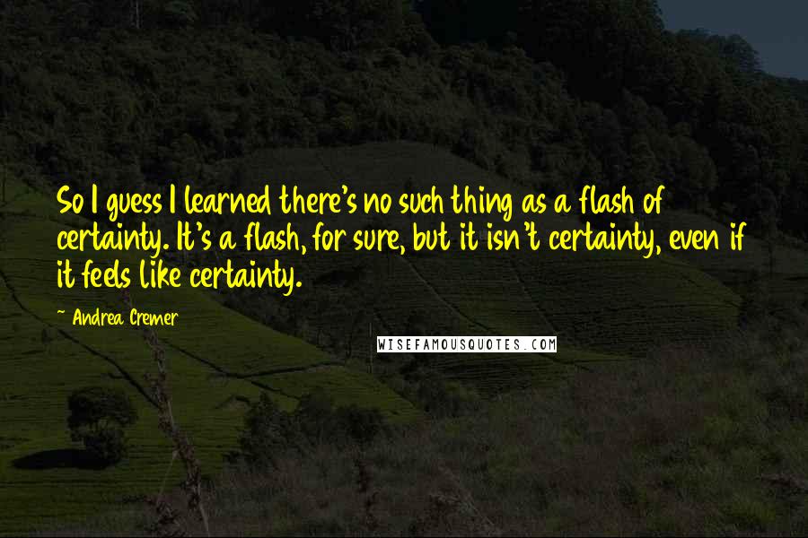 Andrea Cremer Quotes: So I guess I learned there's no such thing as a flash of certainty. It's a flash, for sure, but it isn't certainty, even if it feels like certainty.