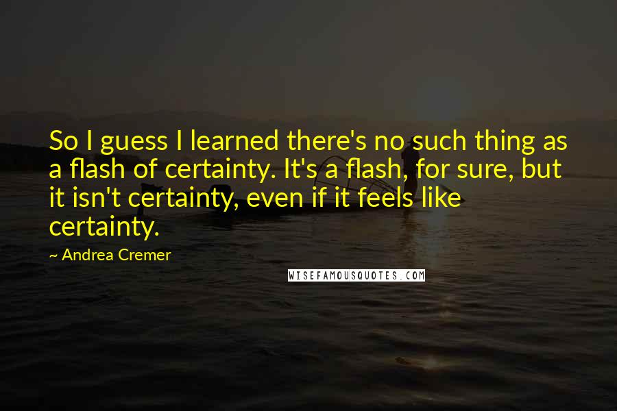 Andrea Cremer Quotes: So I guess I learned there's no such thing as a flash of certainty. It's a flash, for sure, but it isn't certainty, even if it feels like certainty.