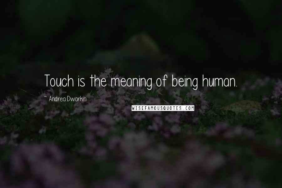 Andrea Dworkin Quotes: Touch is the meaning of being human.