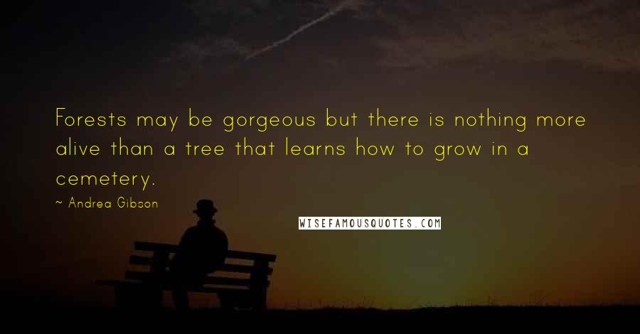 Andrea Gibson Quotes: Forests may be gorgeous but there is nothing more alive than a tree that learns how to grow in a cemetery.