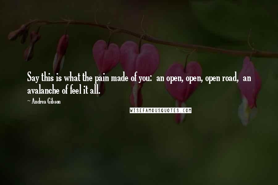 Andrea Gibson Quotes: Say this is what the pain made of you: an open, open, open road, an avalanche of feel it all.