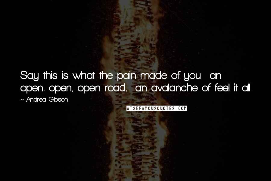 Andrea Gibson Quotes: Say this is what the pain made of you: an open, open, open road, an avalanche of feel it all.
