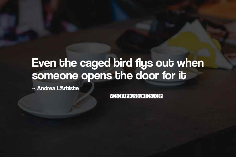 Andrea L'Artiste Quotes: Even the caged bird flys out when someone opens the door for it