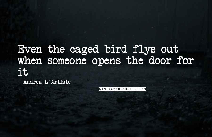 Andrea L'Artiste Quotes: Even the caged bird flys out when someone opens the door for it