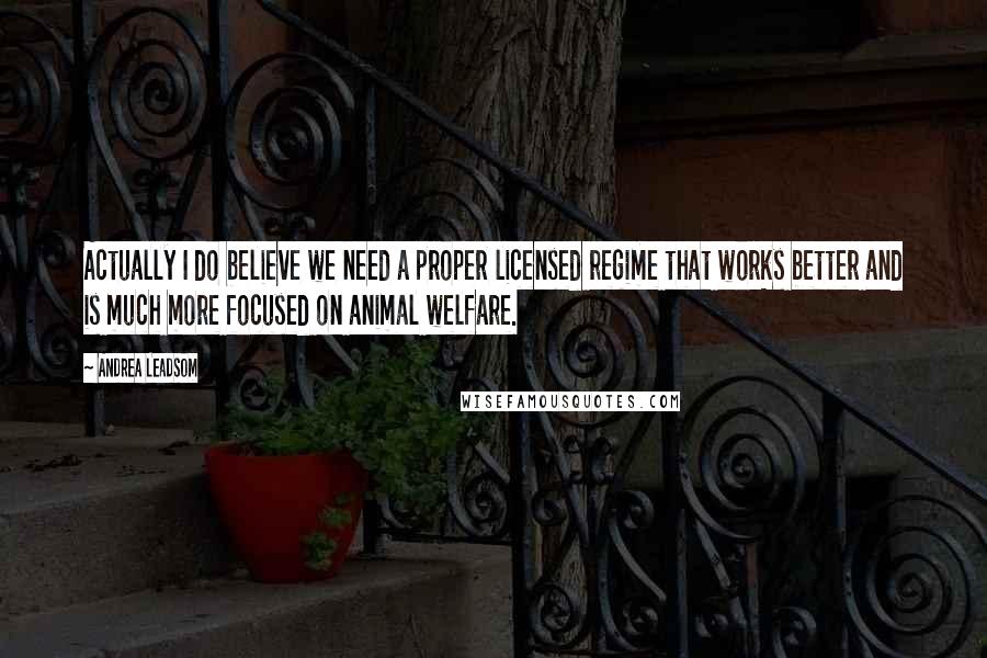 Andrea Leadsom Quotes: Actually I do believe we need a proper licensed regime that works better and is much more focused on animal welfare.
