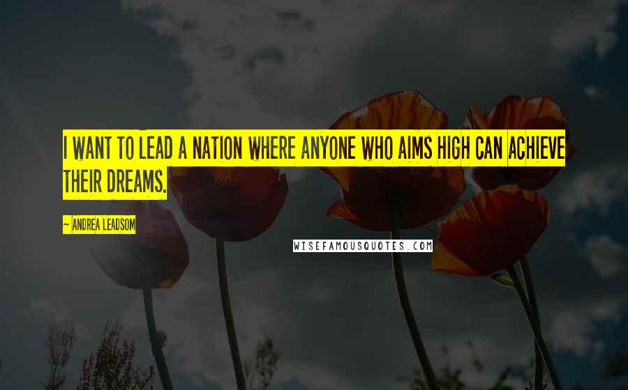 Andrea Leadsom Quotes: I want to lead a nation where anyone who aims high can achieve their dreams.