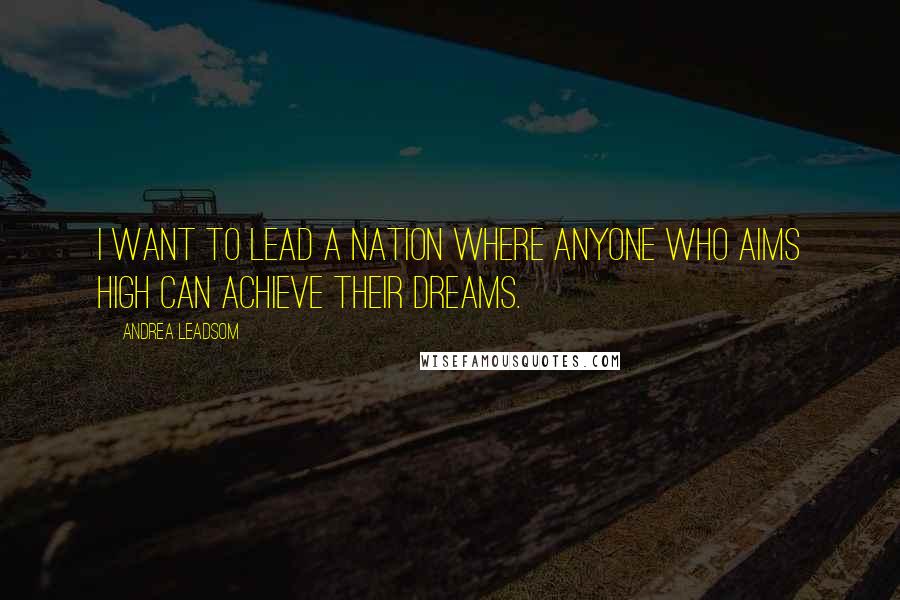 Andrea Leadsom Quotes: I want to lead a nation where anyone who aims high can achieve their dreams.