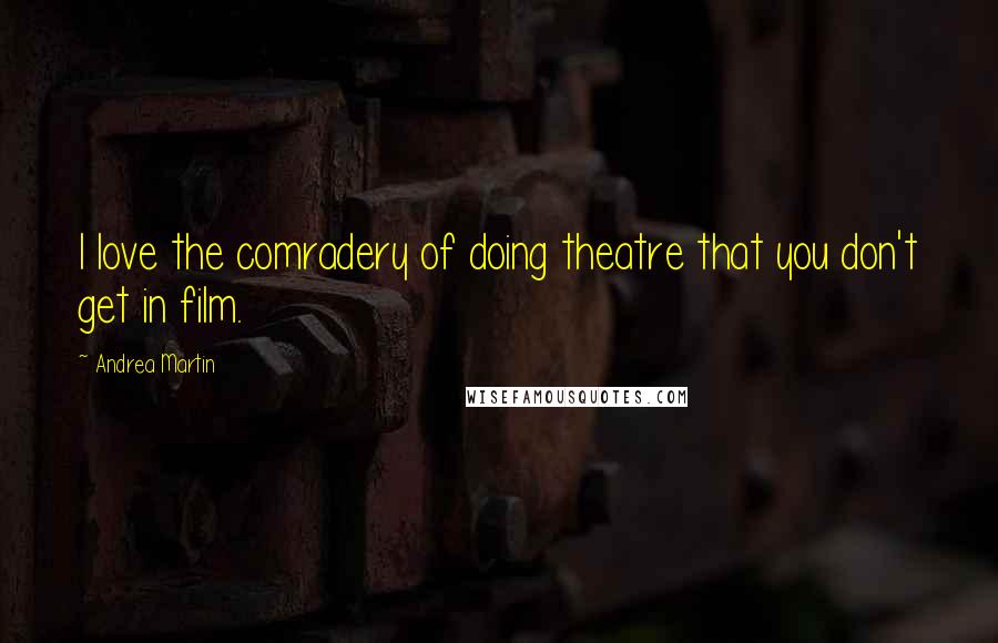 Andrea Martin Quotes: I love the comradery of doing theatre that you don't get in film.