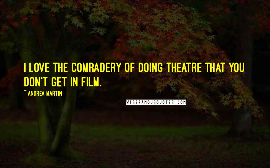 Andrea Martin Quotes: I love the comradery of doing theatre that you don't get in film.