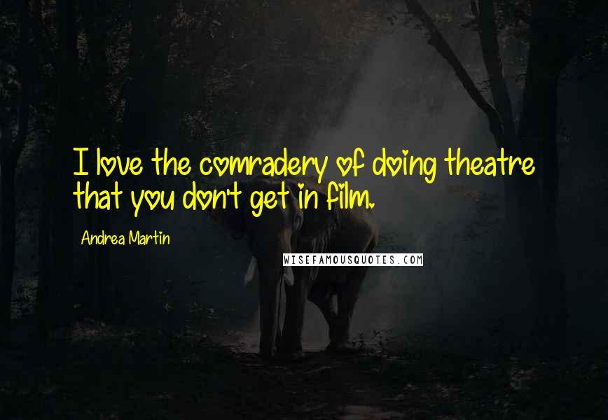 Andrea Martin Quotes: I love the comradery of doing theatre that you don't get in film.