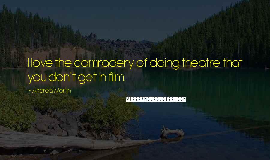 Andrea Martin Quotes: I love the comradery of doing theatre that you don't get in film.