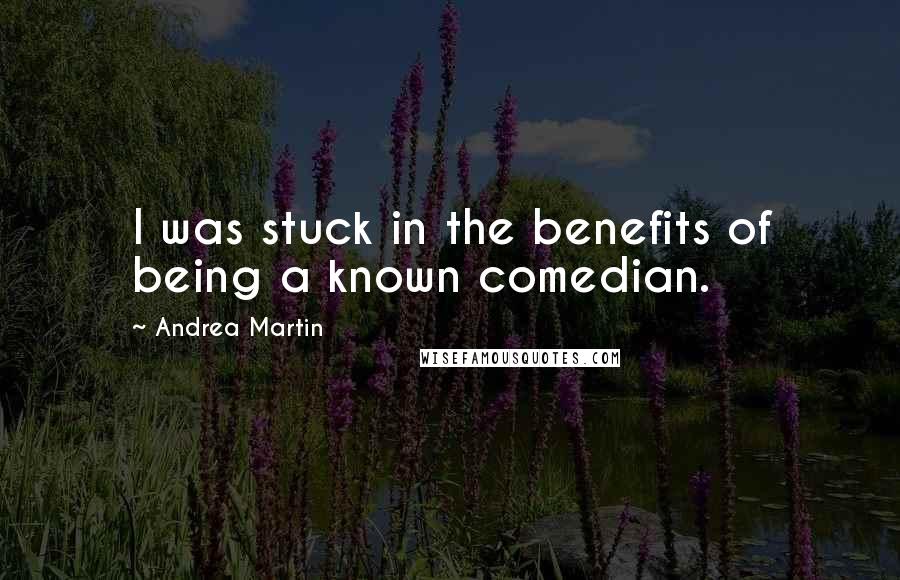 Andrea Martin Quotes: I was stuck in the benefits of being a known comedian.