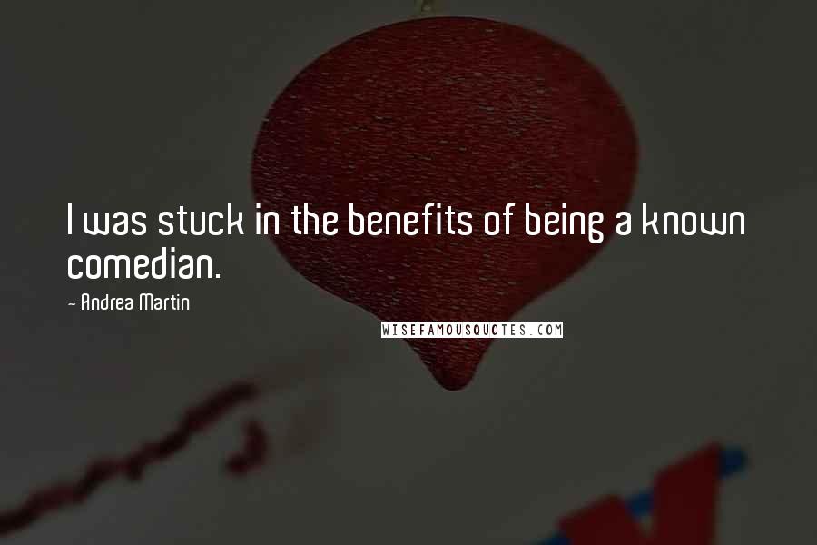 Andrea Martin Quotes: I was stuck in the benefits of being a known comedian.