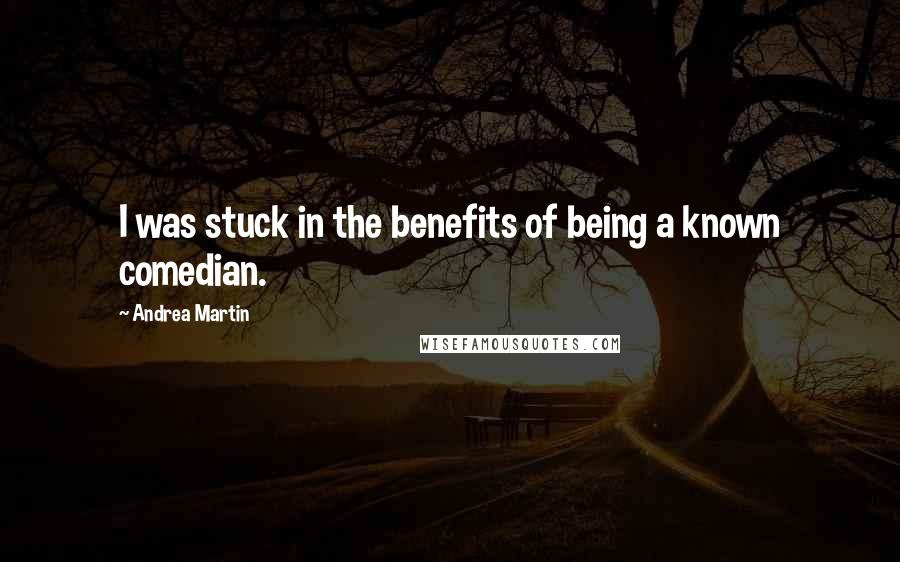 Andrea Martin Quotes: I was stuck in the benefits of being a known comedian.