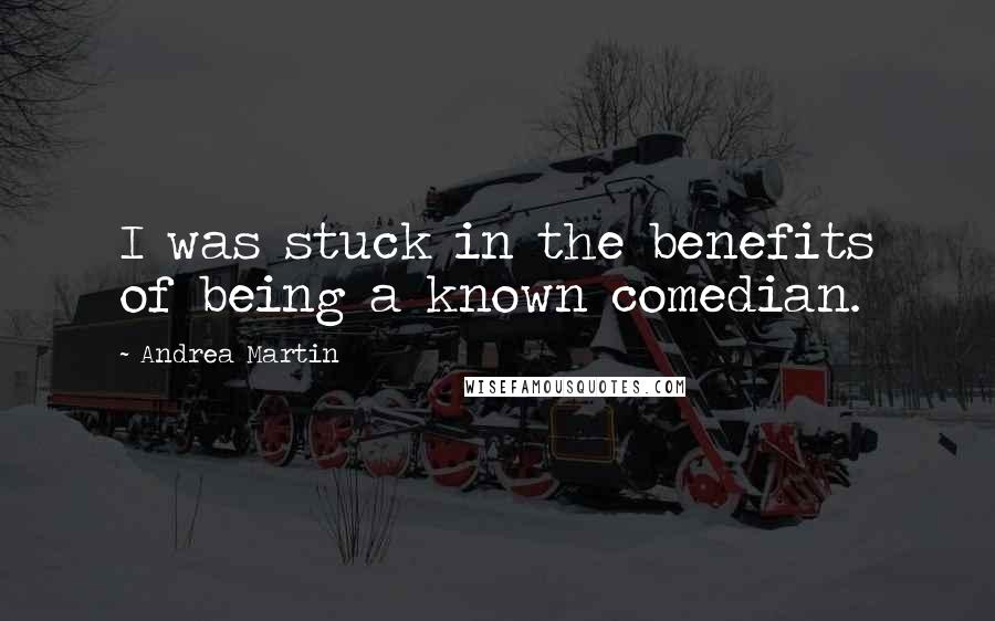 Andrea Martin Quotes: I was stuck in the benefits of being a known comedian.