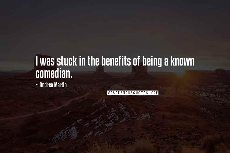 Andrea Martin Quotes: I was stuck in the benefits of being a known comedian.
