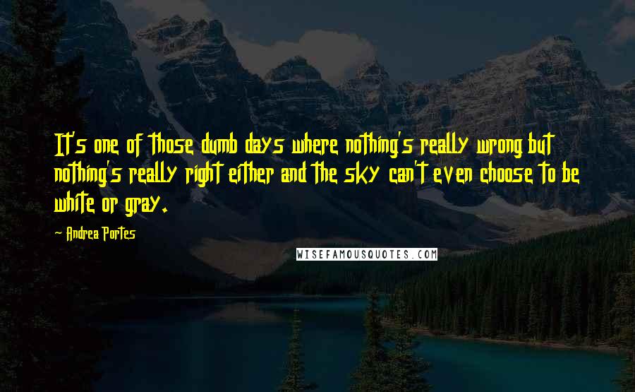 Andrea Portes Quotes: It's one of those dumb days where nothing's really wrong but nothing's really right either and the sky can't even choose to be white or gray.