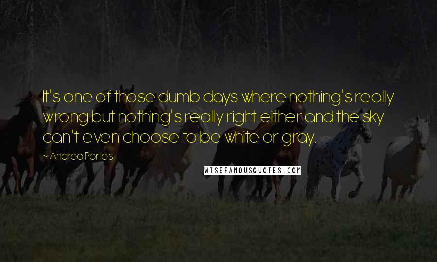 Andrea Portes Quotes: It's one of those dumb days where nothing's really wrong but nothing's really right either and the sky can't even choose to be white or gray.