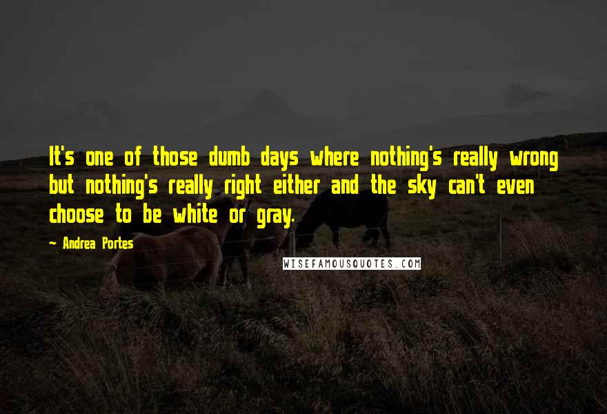 Andrea Portes Quotes: It's one of those dumb days where nothing's really wrong but nothing's really right either and the sky can't even choose to be white or gray.