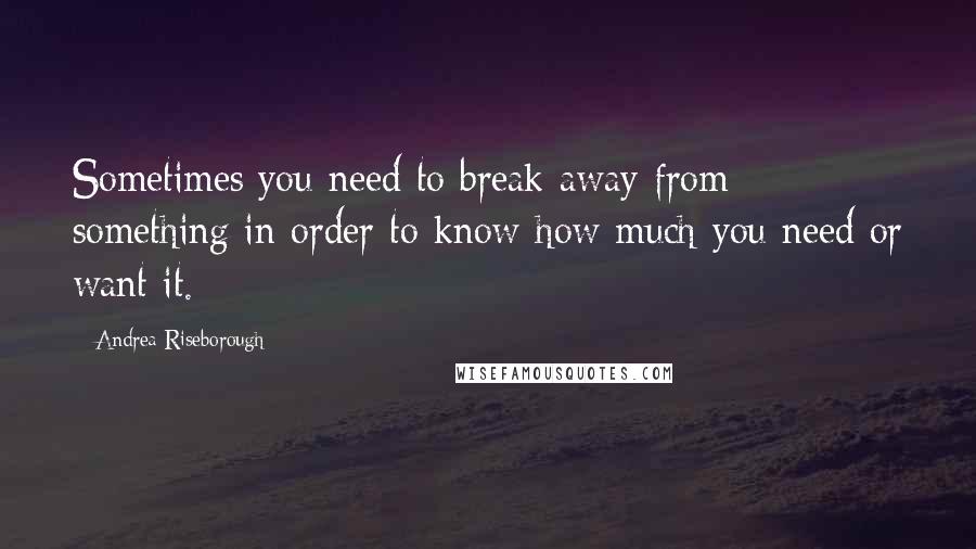 Andrea Riseborough Quotes: Sometimes you need to break away from something in order to know how much you need or want it.