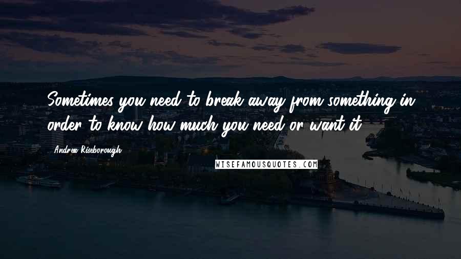 Andrea Riseborough Quotes: Sometimes you need to break away from something in order to know how much you need or want it.