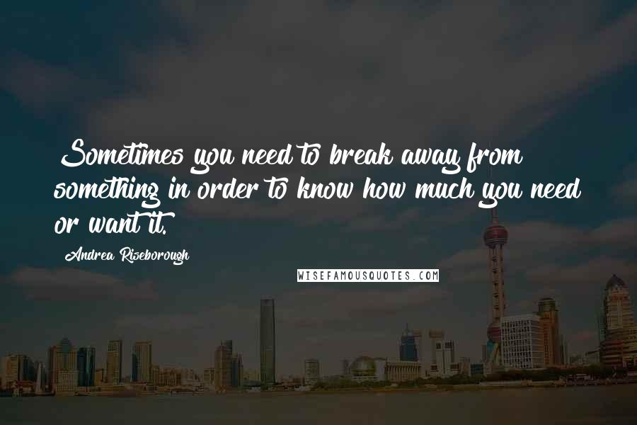 Andrea Riseborough Quotes: Sometimes you need to break away from something in order to know how much you need or want it.