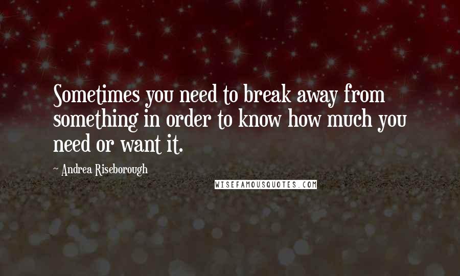 Andrea Riseborough Quotes: Sometimes you need to break away from something in order to know how much you need or want it.