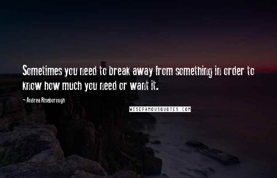 Andrea Riseborough Quotes: Sometimes you need to break away from something in order to know how much you need or want it.