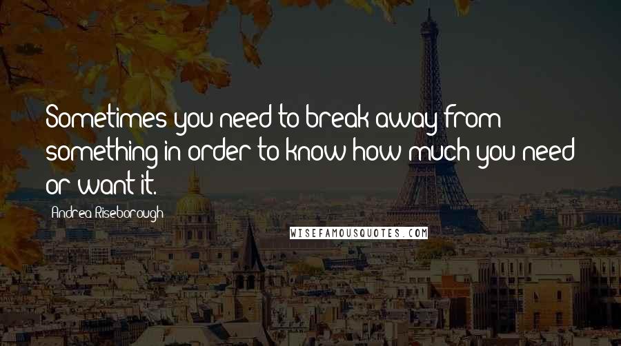 Andrea Riseborough Quotes: Sometimes you need to break away from something in order to know how much you need or want it.