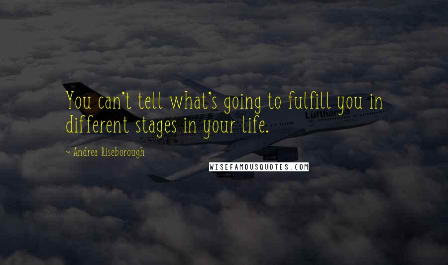 Andrea Riseborough Quotes: You can't tell what's going to fulfill you in different stages in your life.