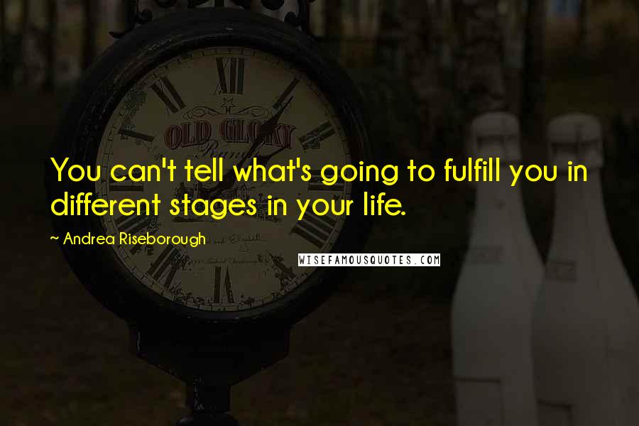 Andrea Riseborough Quotes: You can't tell what's going to fulfill you in different stages in your life.
